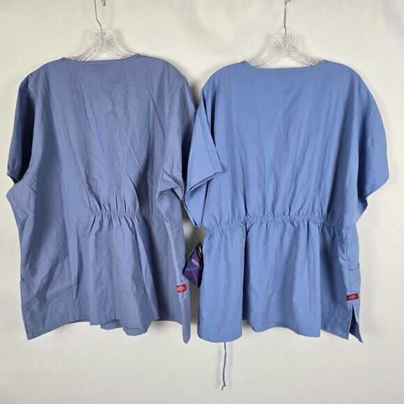 Dickies Mock Scrubs Women's Plus 2X Blue Tops Bundle Deal 1 NWT & 1 EUC Pockets - Picture 11 of 11